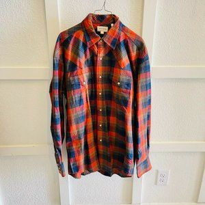 Stetson Mens Multicolor Plaid Collared Long Sleeve Button Front Shirt Size L